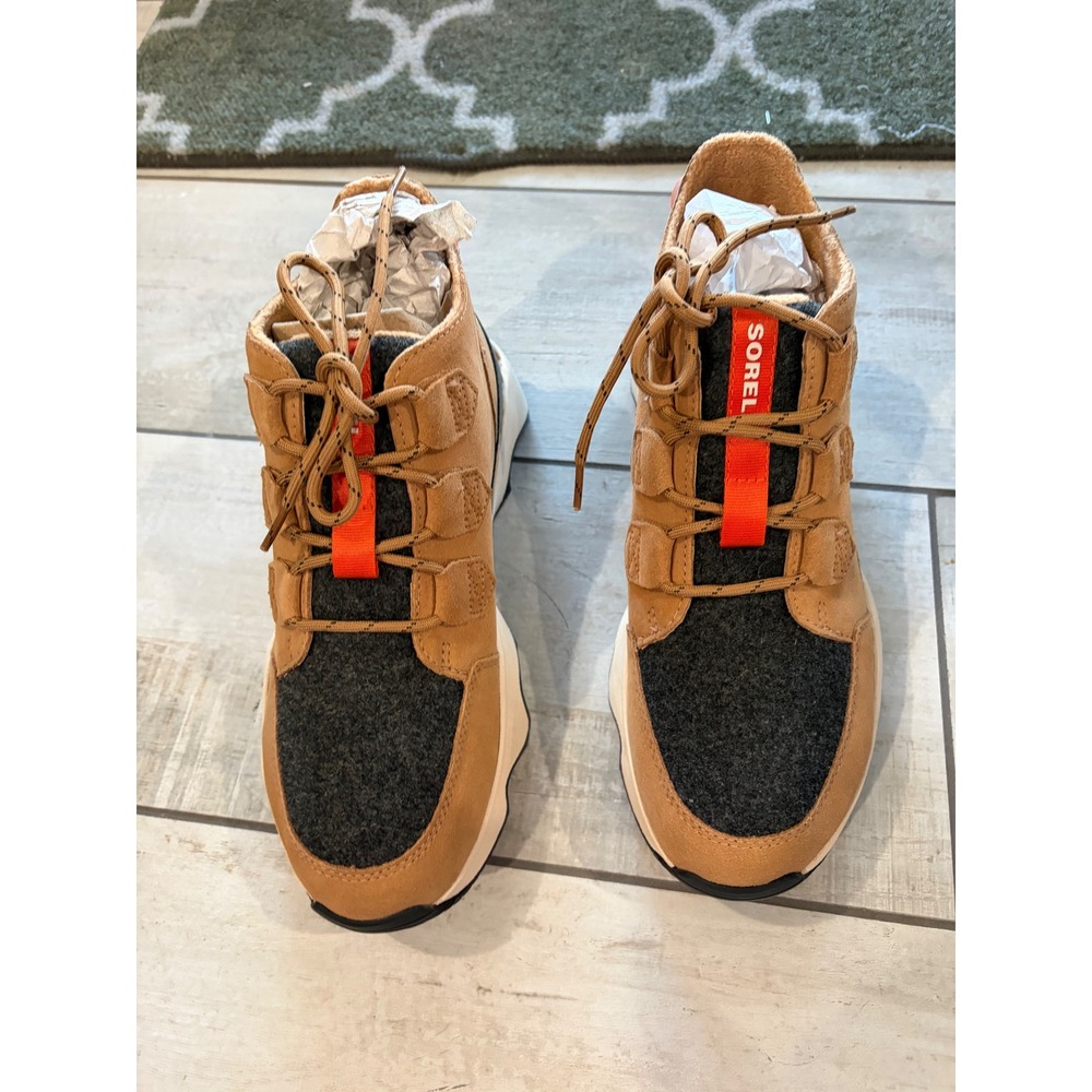 Sorel Kinetic Impact Conquest Waterproof Sneaker Boots Tan Grey NL5039-253 9.5